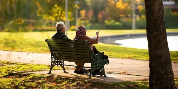 Couple on a park bench